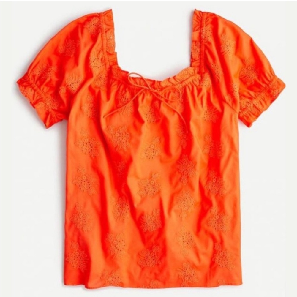 J.Crew Square-neck top with embroidered eyelet